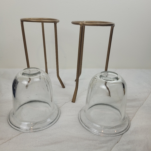 Set Of Two Removeable Glass Votive Gold Metal Stands Home Decor Serving Pieces - Picture 6 of 7